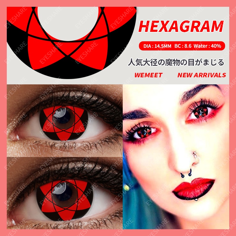 D'ORELLA 1 Cặp NARUTO Phim Hoạt Hình Naruto Cosplay Mắt Mỹ Phẩm Kính áp tròng đầy màu sắc Kính áp tròng Halloween Điên kính Màu mắt Mắt đỏ Kính áp tròng Phụ kiện anime cho mắt