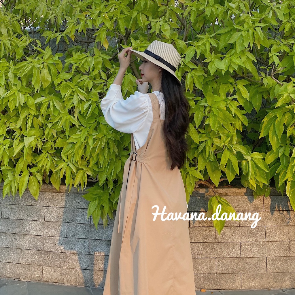 Set yếm. set yếm thắt eo hai món chất kate hàn dày dặn mềm mại AE30