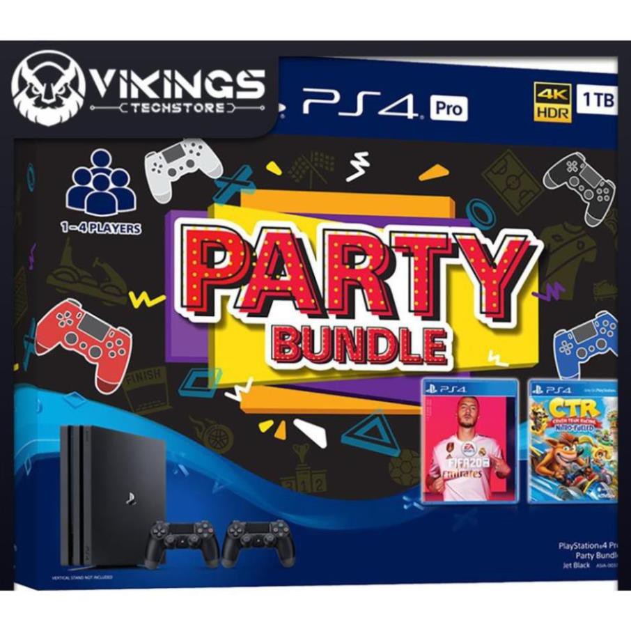 Máy PS4 Pro Party Bundle Full - 2 tay - Game FIFA 20 - Game Crash Team Racing, chính hãng bảo hành 24 tháng