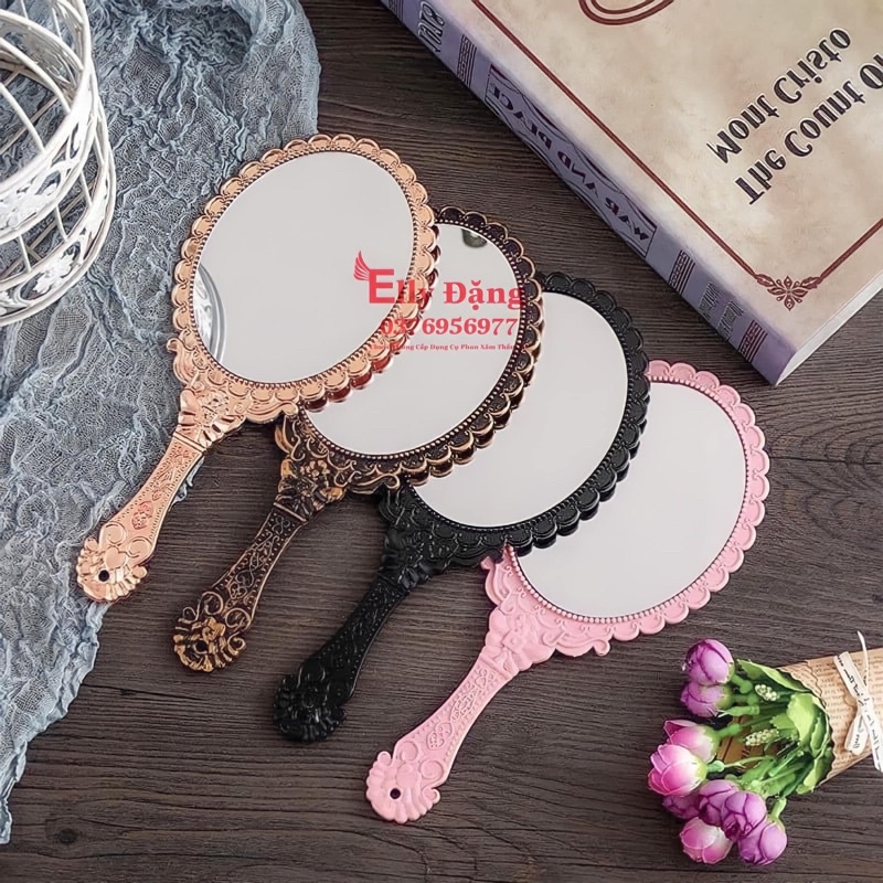 Gương Tròn,Gương công chúa, gương cầm tay soi mi dụng cụ nối mi
