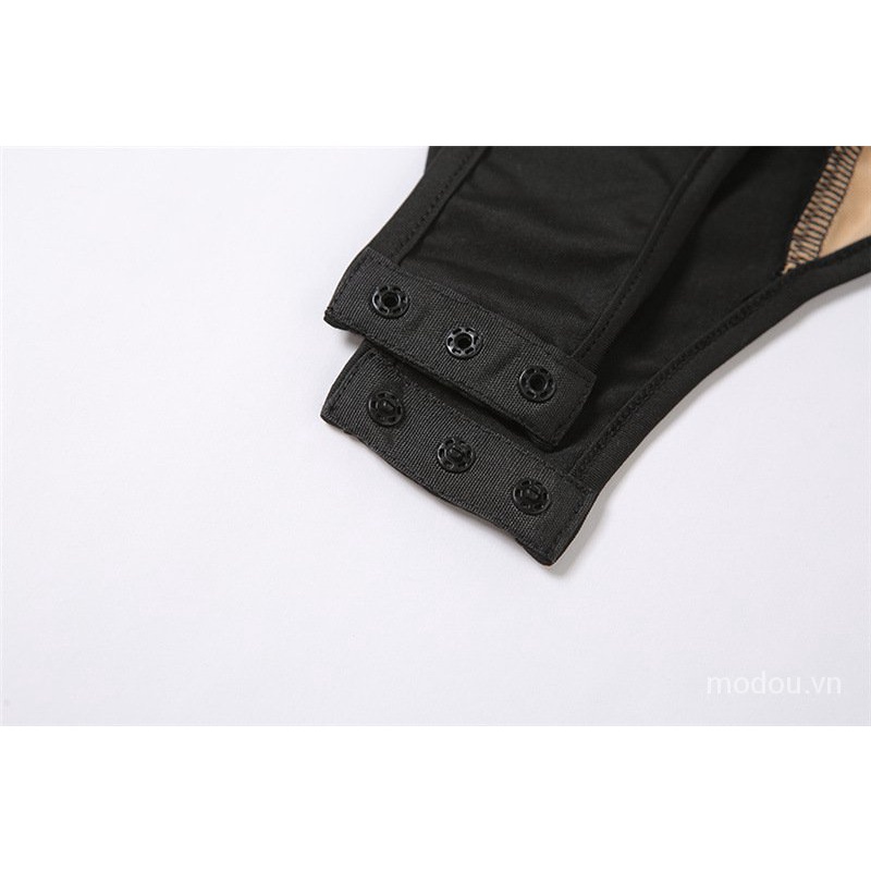 Áo liền quần cổ chữ V phối lưới trong suốt thời trang gợi cảm dành cho nữ | BigBuy360 - bigbuy360.vn