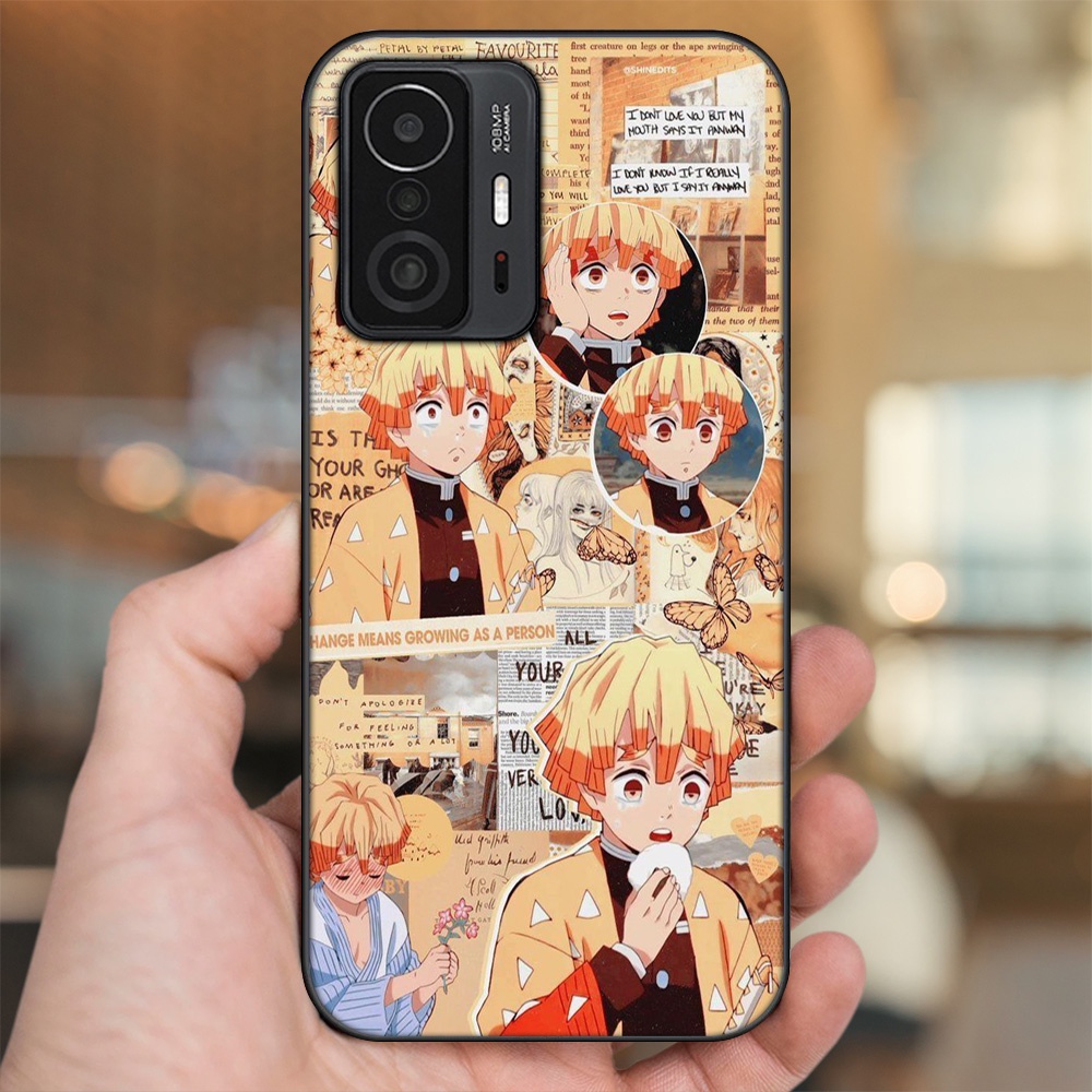 Ốp lưng Xiaomi 11T viền đen in hình Zenitsu Kimetsu no Yaiba