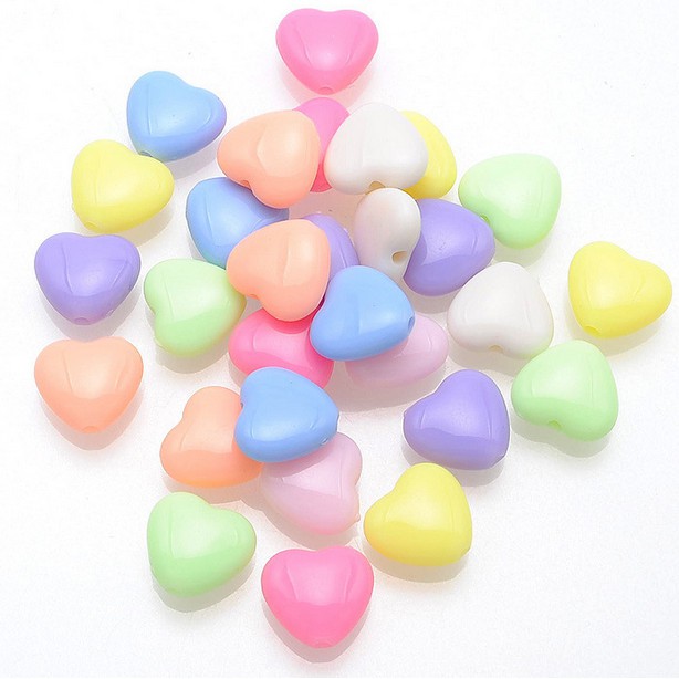 50 Hạt Xỏ Lỗ Làm Trang Sức Hình Trái Tim Nhiều Màu Sắc 12x11mm