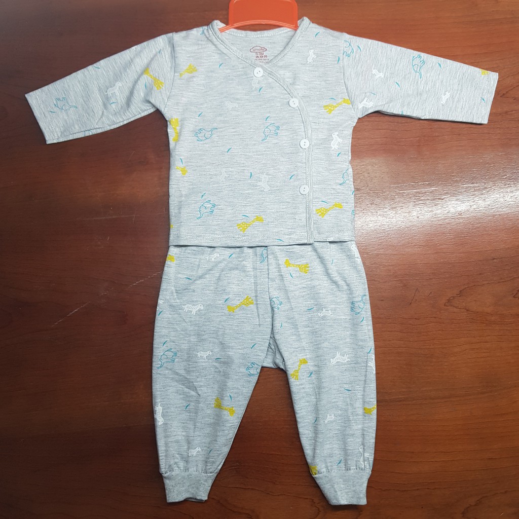 Bộ Dài Tay Cho Bé Sơ Sinh Khuy Lệch In Họa Tiết 3-9kg BR54 _ B2