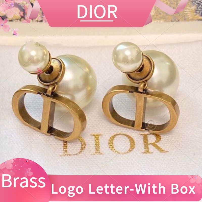 Dior Bông tai Vintage CD Hoa tai ngọc trai