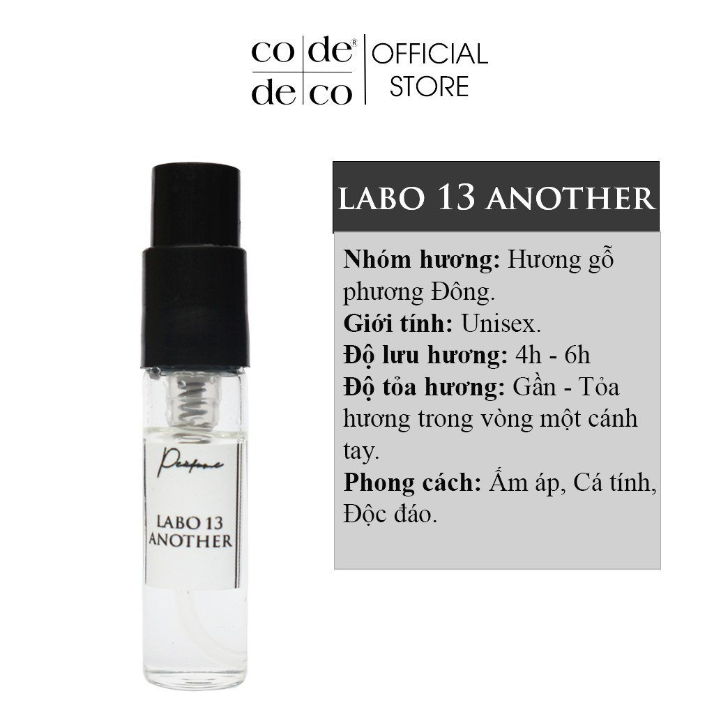 Tinh Dầu Nước Hoa Pháp Code Deco Labo Another 13 Ấm Áp, Cá Tính, Độc Đáo Vial 2ml Dùng Thử