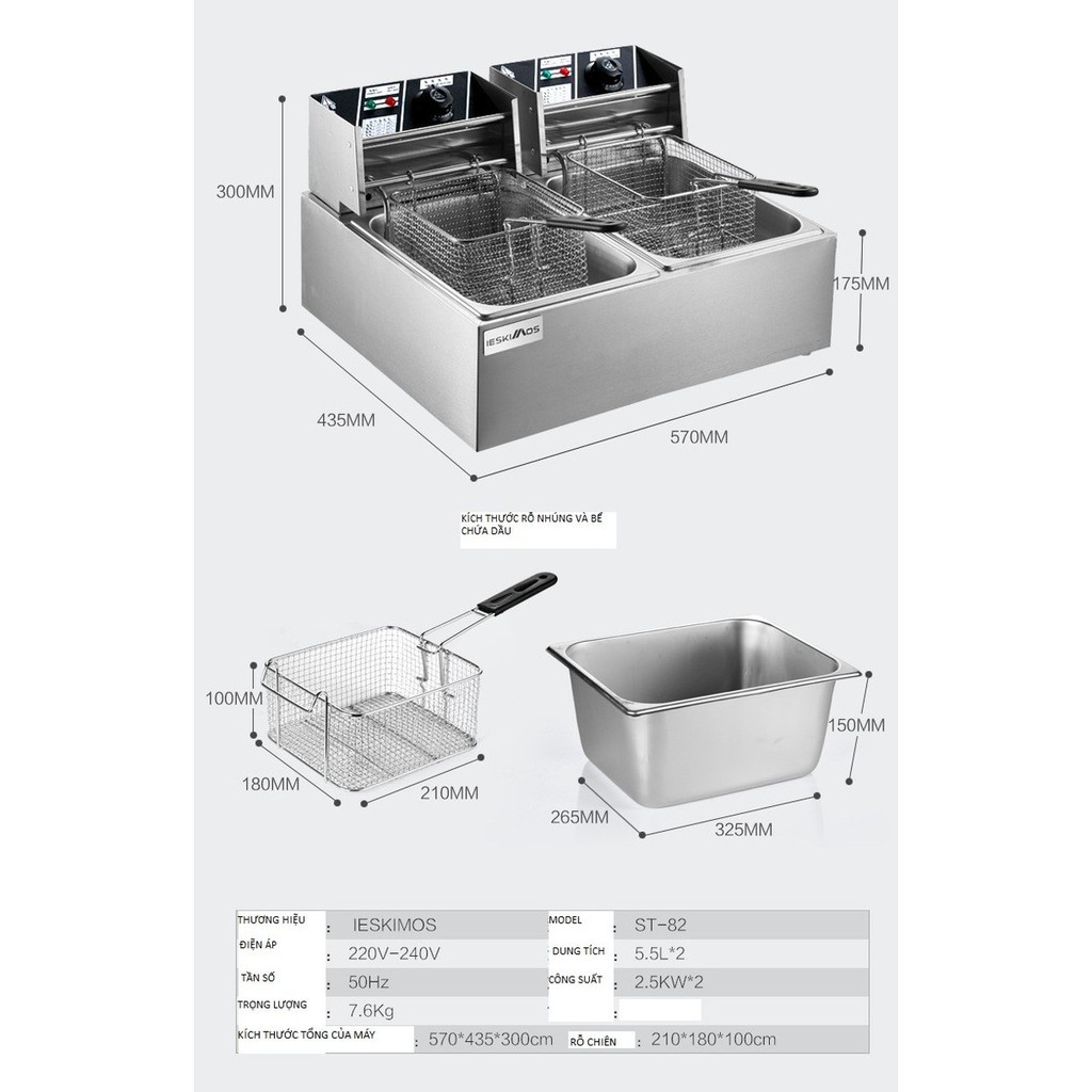 [Mã ELHADEV giảm 4% đơn 300K] Bếp Chiên Nhúng Điện Đôi