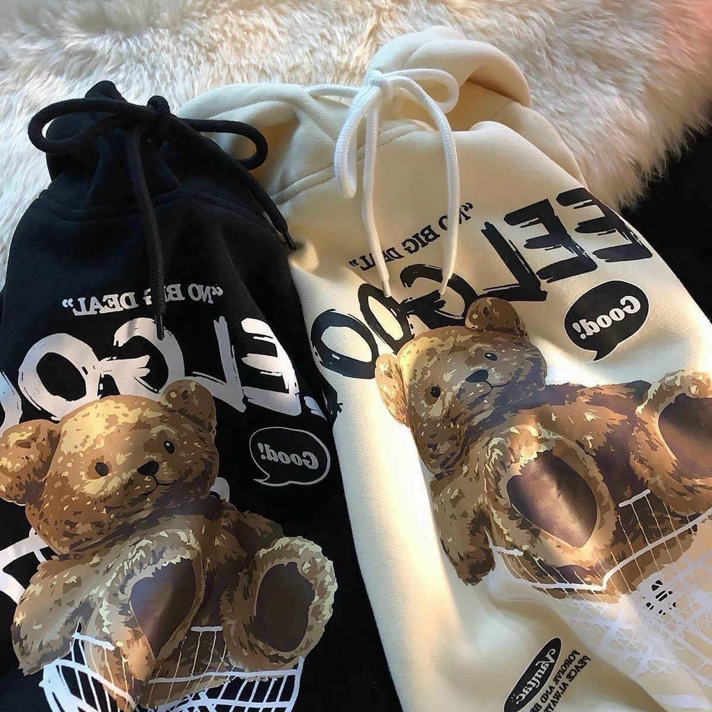 Áo Khoác Hoodie Nỉ Ngoại Form Rộng Feel Good Trùm Đầu Unisex 2 Màu Đen Kem