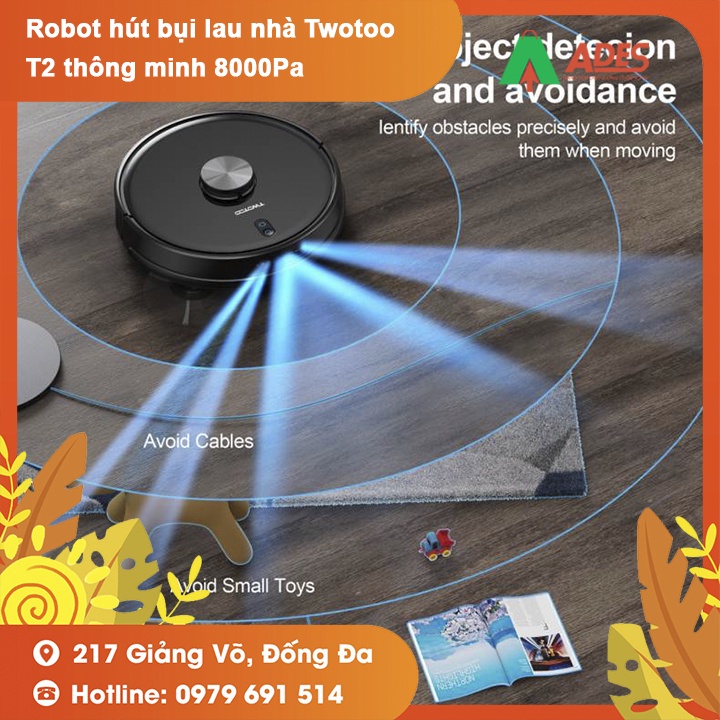 Robot hút bụi lau nhà Twotoo T2 thông minh 8000Pa - Công nghệ tự động lập kế hoạch - Bảo hành chính hãng 12 tháng