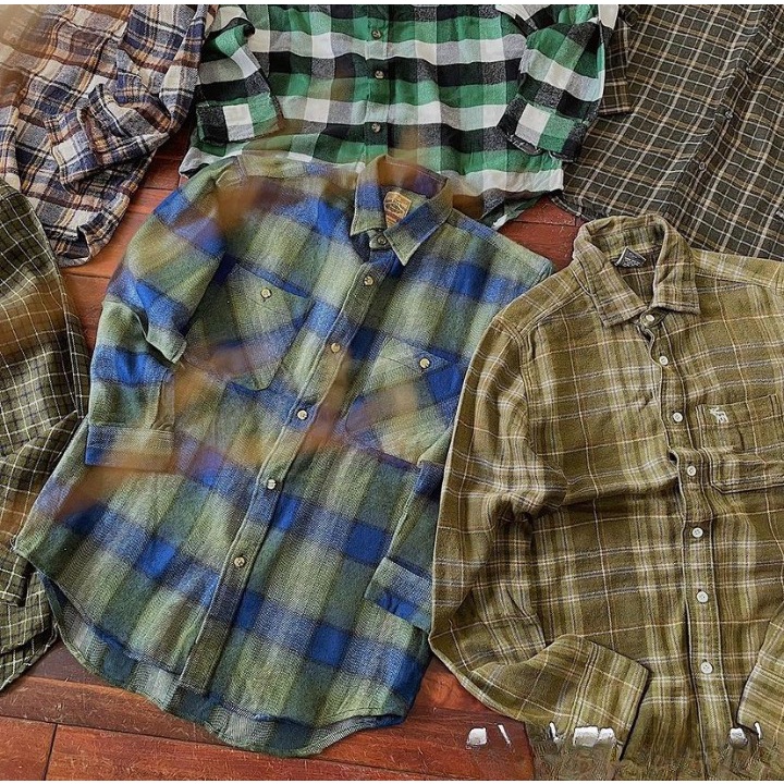 Áo Sơ Mi Caro Tay Dài , Áo Khoác 2hand Kiểu Dáng Retro Thời Trang Cho Nam Size M-3Xl chống Nắng Unisex WHITE Nam Nữ Mâu2