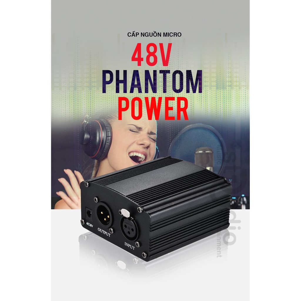 Nguồn phantom 48V - nguồn cung cấp điện cho micro thu âm Condenser