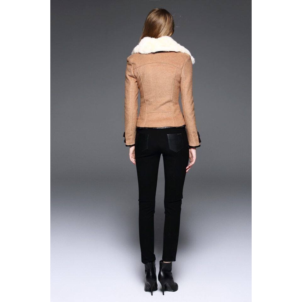 QC666 Áo khoác cổ lông cao cấp Quảng Châu