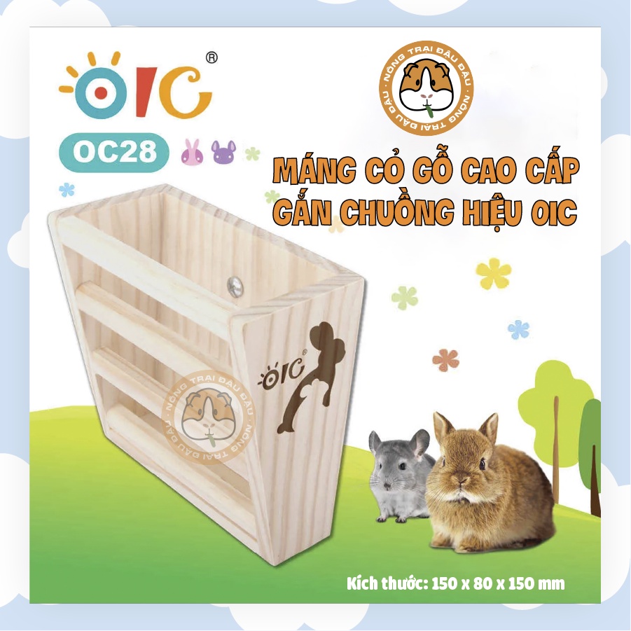 Máng Cỏ Gỗ Cao Cấp Cho Thỏ, Bọ Ú, Chinchilla Gắn Chuồng OC28