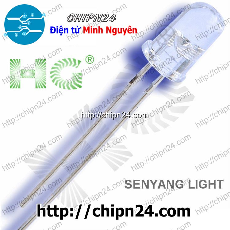 [100 CON] (TK1) Led Đục 5mm Senyang màu XANH LÁ (Led chất lượng cao, chuyên dùng làm Đèn quảng cáo Bảng hiệu)