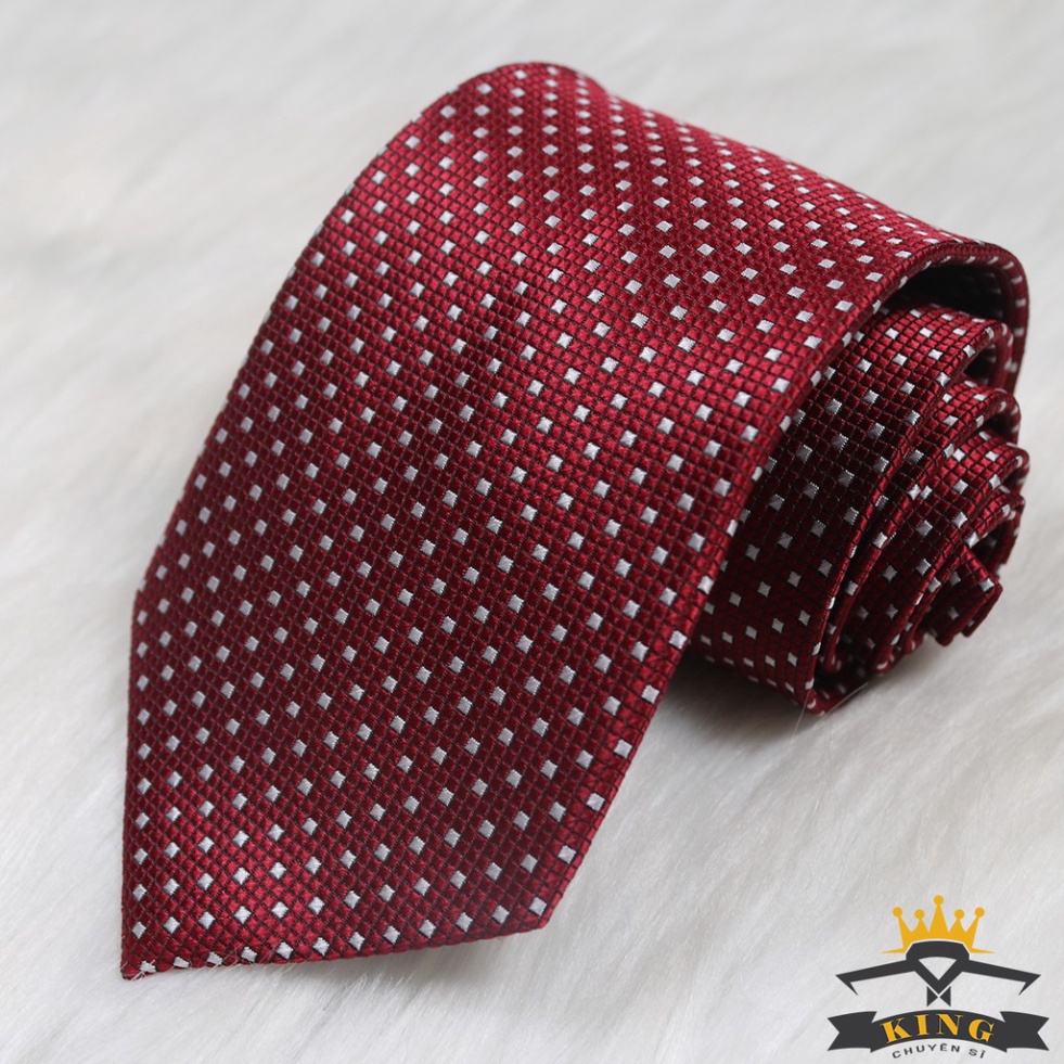 Cà vạt đỏ KING chấm bi công sở vải mịn phi bóng cao cấp C052