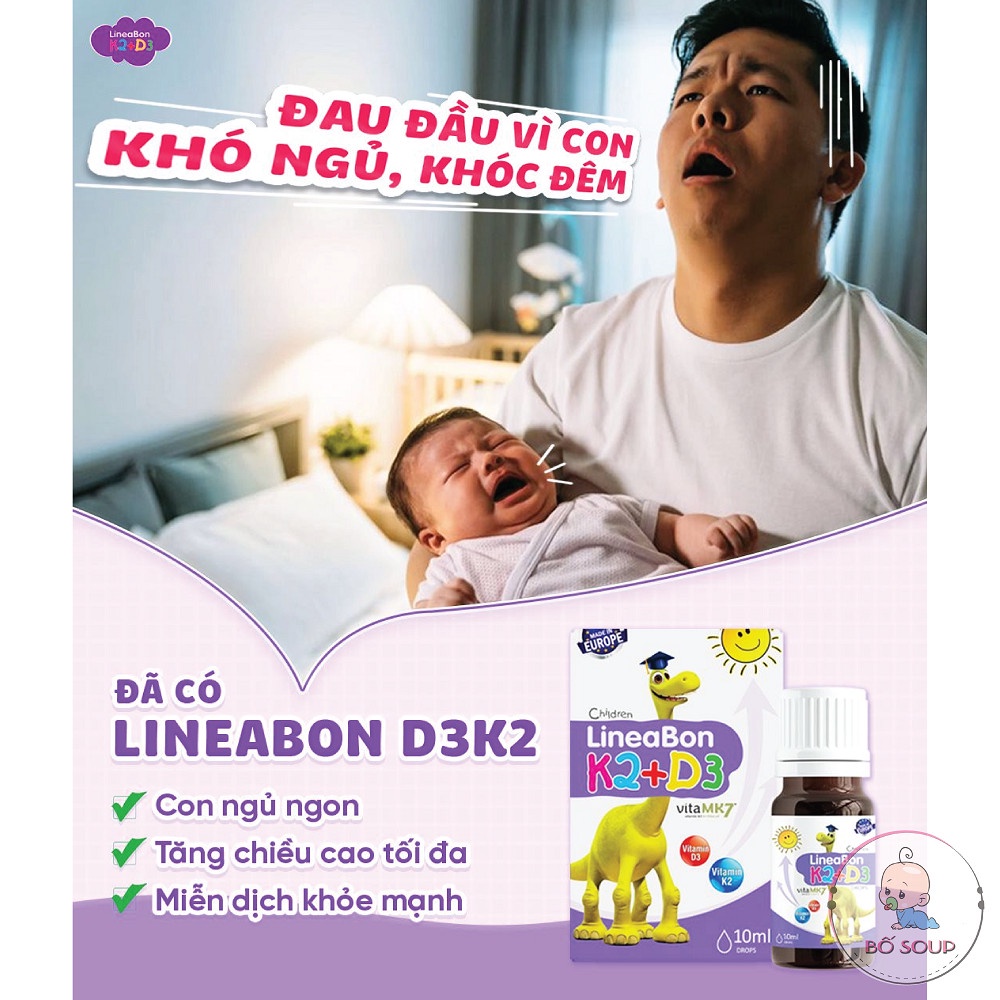 LineaBon K2+D3.Bổ Sung Vitamin K2D3 Tăng Cường Hấp Thu Canxi Tối Đa Trẻ Cao Lớn Khỏe Mạnh
