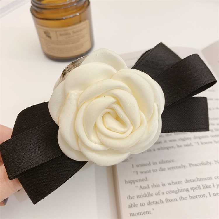 Kẹp Tóc Hình Nơ Đính Hoa Trà Thời Trang Hàn Quốc Xinh Xắn Cho Nữ