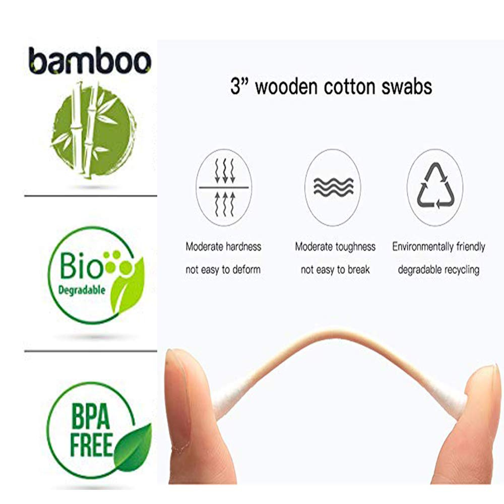 [Hàng mới về] Hộp 200 tăm bông cotton hữu cơ hai đầu thân tre sử dụng an toàn tiện lợi