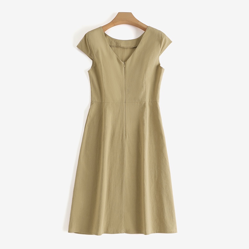 Đầm mini ZANZEA tay ngắn cổ tròn màu trơn có khóa kéo thời trang cho nữ