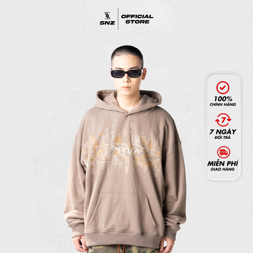Áo hoodie nam chất nỉ bông form rộng dày dặn phong cách SNAZZY TAUPE