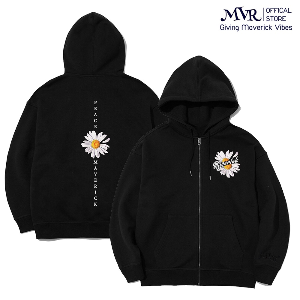 Áo khoác hoodie zip dây khóa kéo hoa cúc style Nhật Bản MVR vải dầy dặn chống nắng MVR25022104