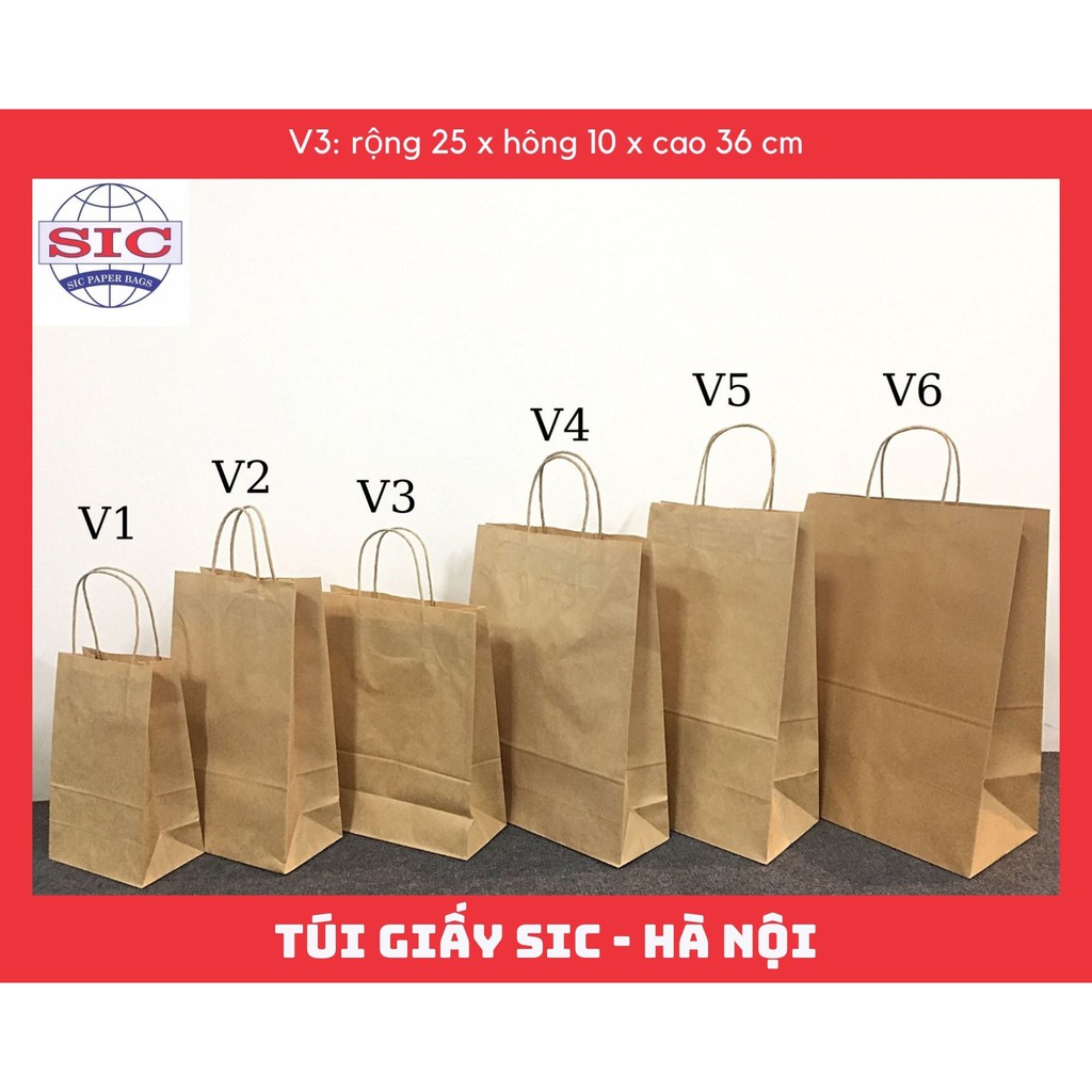 [SET 100 CHIẾC] TÚI GIẤY KRAFT V3- 25x10x30 CÓ QUAI (ẢNH THẬT)