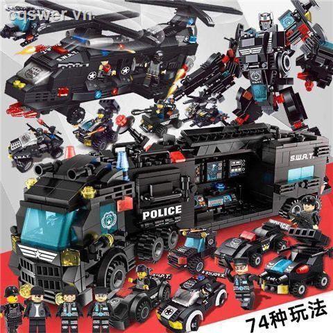 insTương thích với Lego Phantom Ninja khối xây dựng bé trai lắp ráp thành phố quân đội Đồ chơi xếp hình xe cảnh sát đặc nhiệm <