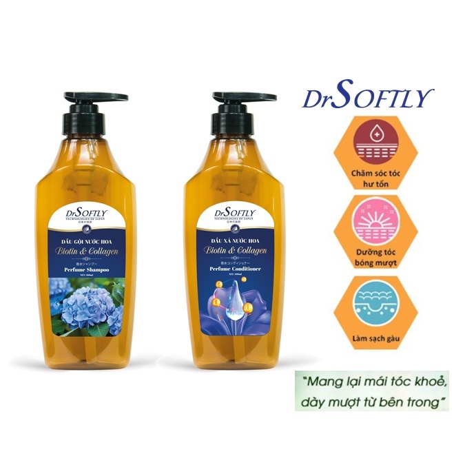 DrSoftly Dầu gội,Dầu xả nước hoa Biotin&Collagen 500ml
