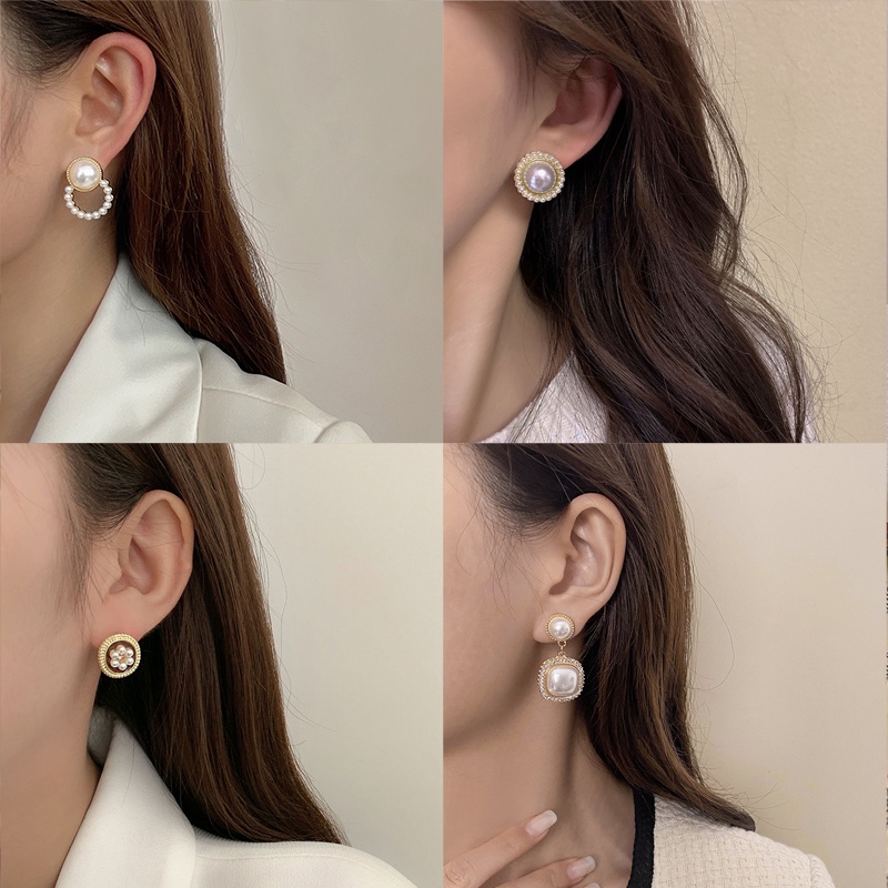 MOCHASHUBông tai đính ngọc trai giả không gây kích ứng sang trọng cổ điển cho nữ