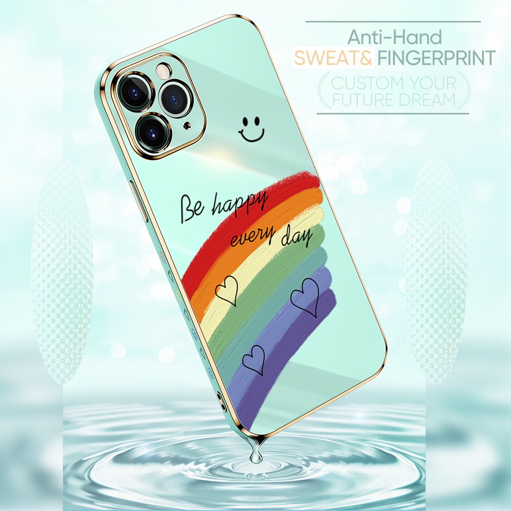 Samsung Galaxy A73 A72 A53 A33 A23 A01 A7 2018 4G 5G For Phone Case Soft Casing Silicone Smile Lover Heart Electroplating Full Cover Shockproof TPU Cases