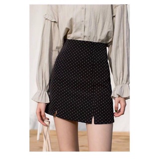 Chân váy chấm bi cạp cao