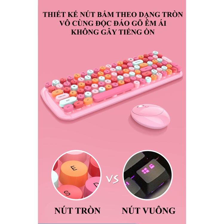 Bộ bàn phím và chuột không dây MOFII CANDY XR thiết kế phím mini 100 phím kết nối bằng chip USB 2.4GHz - NK