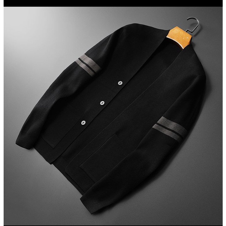 Áo Cardigan Dệt Kim Tay Dài Cổ Chữ V Phối Nút Phong Cách Thời Trang Hàn Quốc Cho Nam Giới