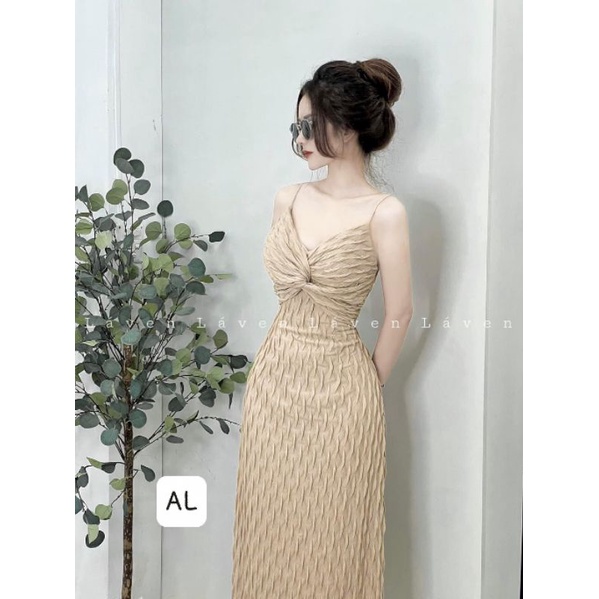 Đầm 2 dây xoắn ngực from xoè chữ A