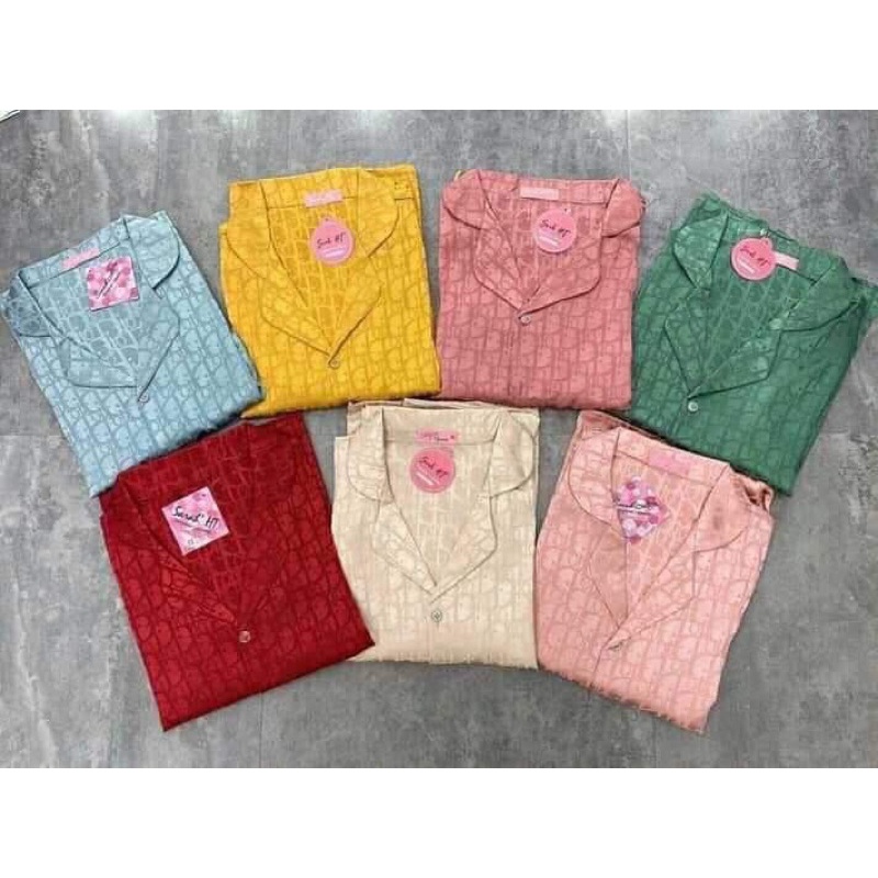 Bộ Pijama Mặc Ở Nhà - Bộ Lụa Gấm Dài Tay Họa Tiết Đẹp | BigBuy360 - bigbuy360.vn