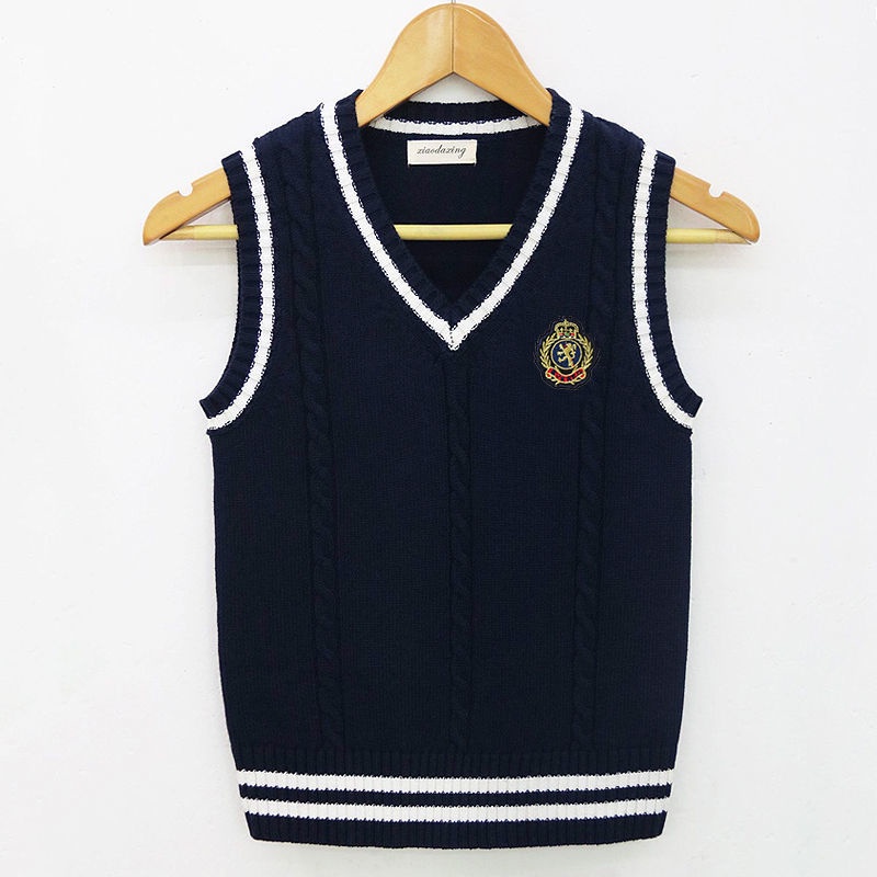 Áo Sweater Dệt Kim Sát Nách Cổ Lọ Dày Dặn Thời Trang Cho Học Sinh Trung Học