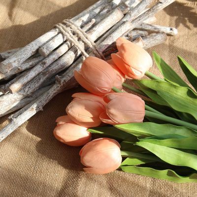 Cành Tulip mô phỏng bằng PU 51cm cao cấp nhập khẩu trang trí nhà cửa hoa cô dâu