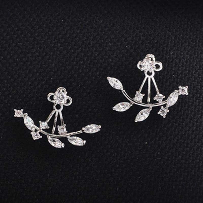 1 Đôi Bông Tai Hình Chiếc Lá Đính Đá Thời Trang Cổ Điển Dành Cho Nữ
