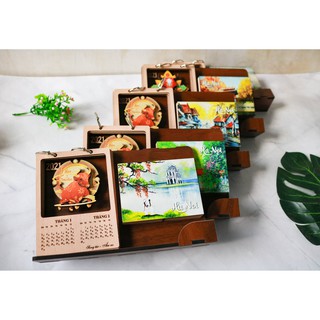 Lịch gỗ cắm bút để bàn sang trọng