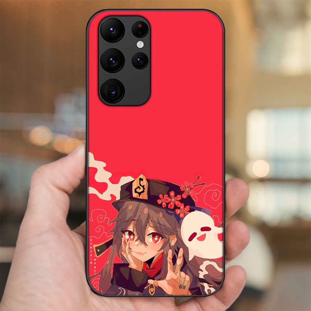 Ốp lưng Samsung S20 Ultra viền đen in hình Hutao Genshin Impact