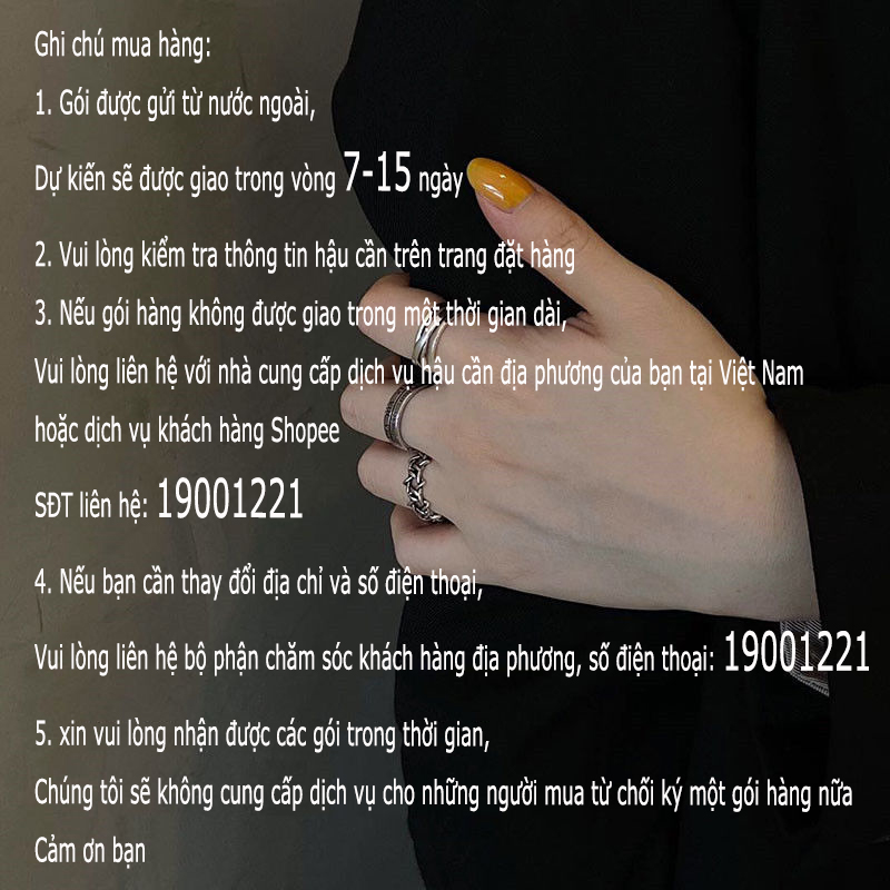 Set 6 nhẫn đeo khớp ngón tay phong cách cá tính Hàn Quốc cho nữ