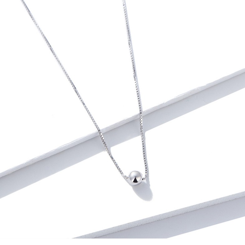 Dây chuyền ngắn Bamoer BSN085 bằng bạc S925 phối mặt đá CZ trong suốt đơn giản thời trang cho nữ