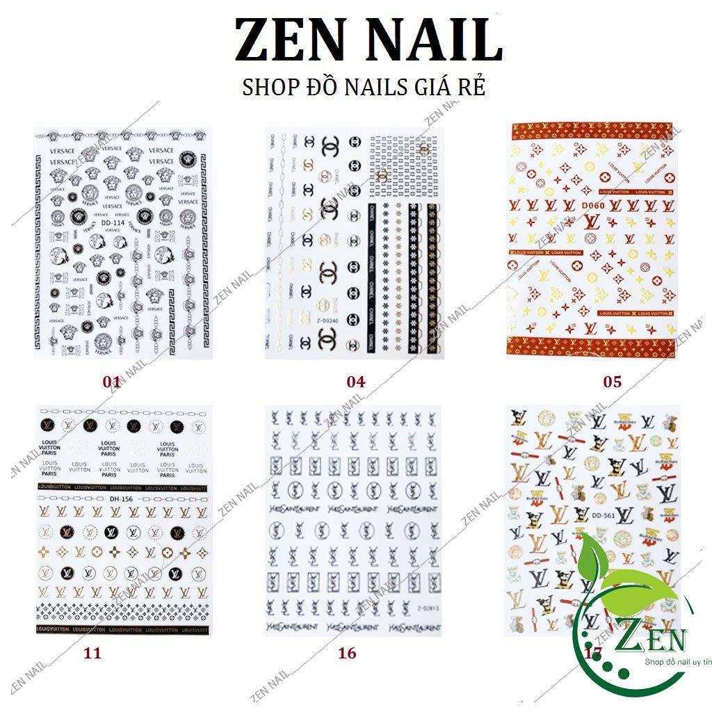 Sticker dán móng, Nail Sticker thương hiệu nổi tiếng, trang trí móng