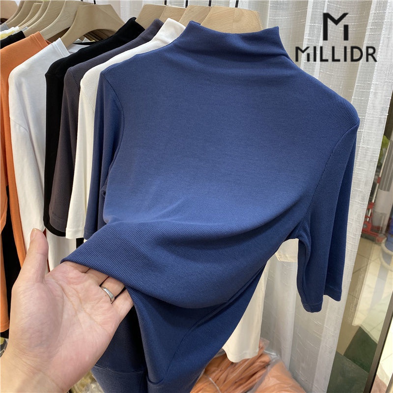 Áo Thun 95% Cotton Cổ Cao Dáng Ôm Phong Cách Mùa Thu Mới