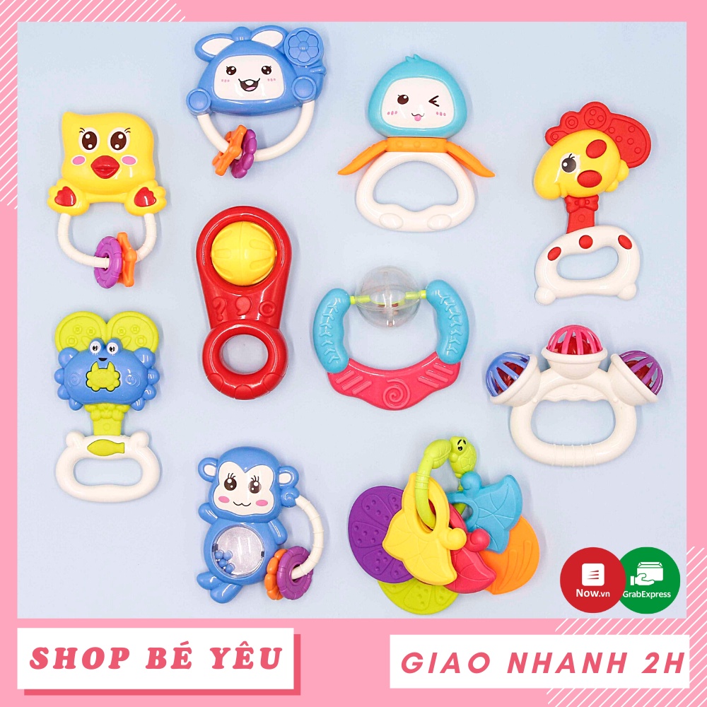 Xúc xắc gặm nướu 🌸 𝑭𝒓𝒆𝒆𝒔𝒉𝒊𝒑 🌸 Combo túi đồ chơi xúc xắc lục lạc nhiều món an toàn cho bé Toys House