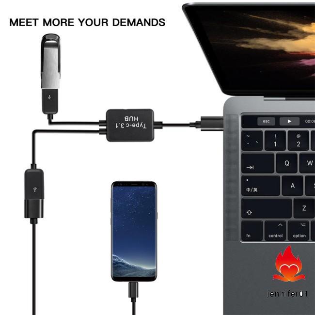 Cáp Chuyển Đổi Usb 3.1 Type-C V8 Otg Hub 2 Cổng