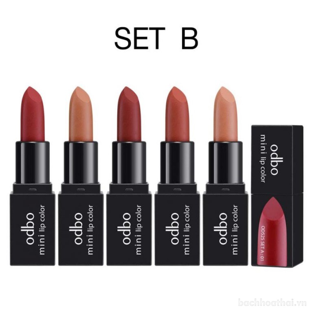 Hộp Soņ 5 thỏi Odbo Kiss Me Again Mini Lipstick Set Thái Lan