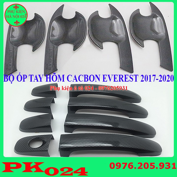 Ốp tay hõm Everest 2017-2020 vân cacbon bảo vệ cửa chống trầy xước