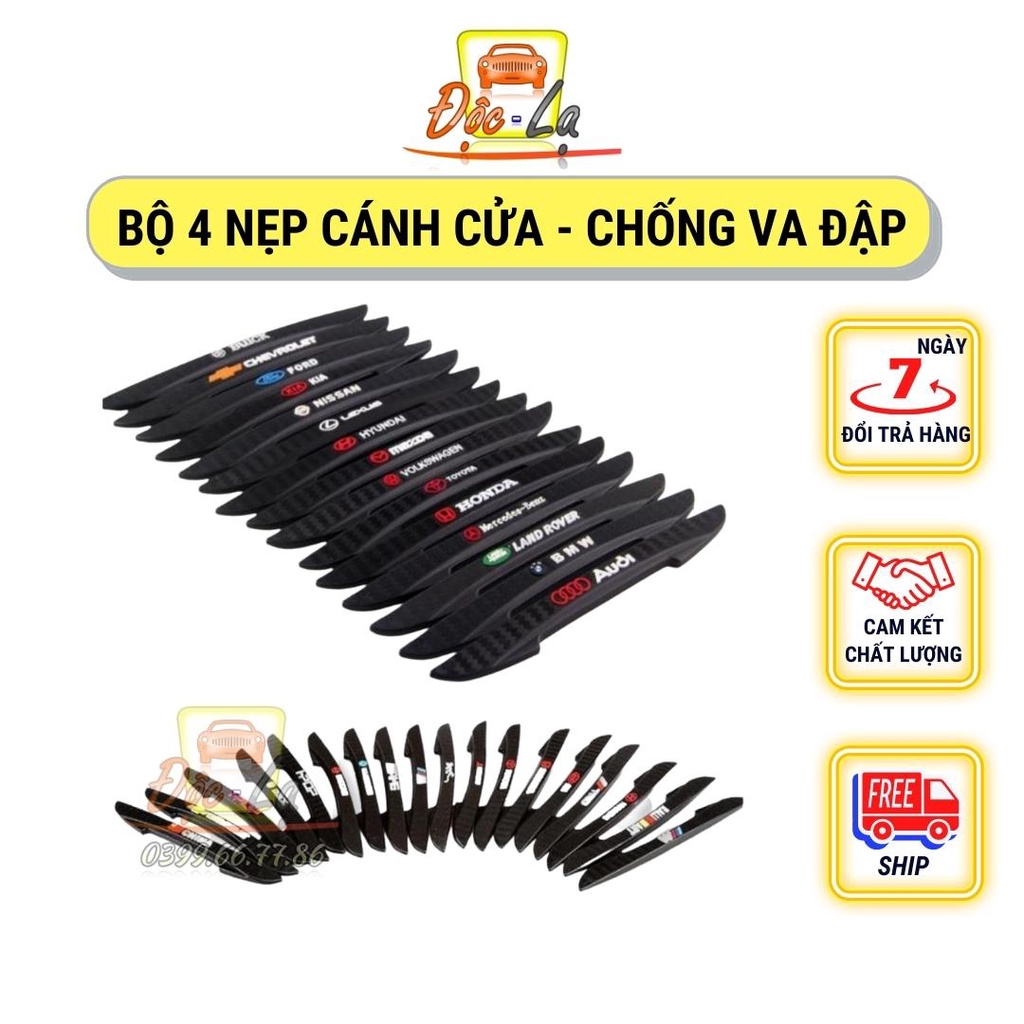 Nẹp chống trầy cửa ô tô có logo theo hãng bộ 4 cái