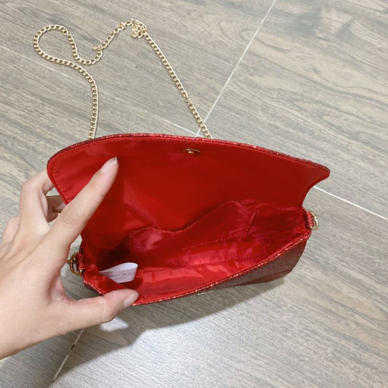 [ Gift Hãng 100% ] Túi Xách Jymmi Ch00 Red Bling Pouch